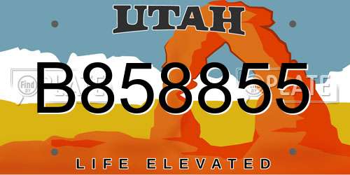 B858855 Utah License Plate