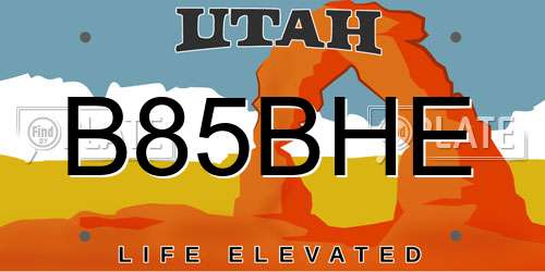 B85BHE Utah License Plate
