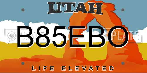 B85EBO Utah License Plate