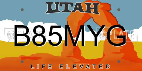 B85MYG Utah License Plate