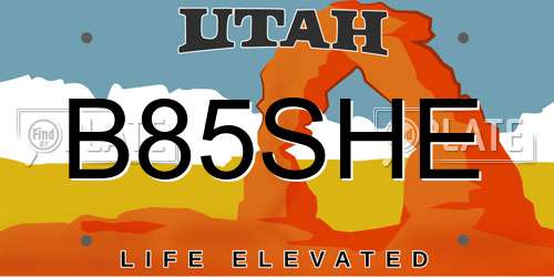 B85SHE Utah License Plate