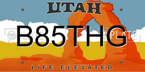 B85THG Utah License Plate