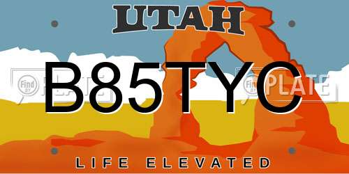 B85TYC Utah License Plate
