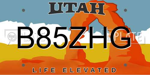 B85ZHG Utah License Plate