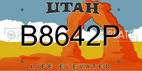B8642P Utah License Plate