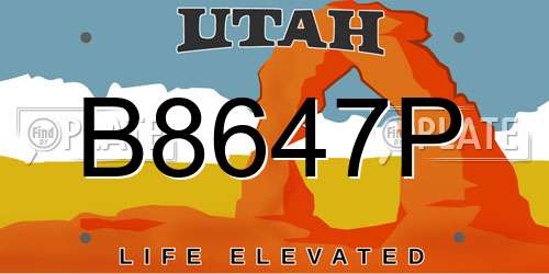 B8647P Utah License Plate