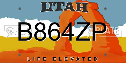 B864ZP Utah License Plate