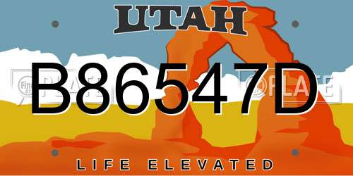 B86547D Utah License Plate