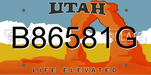 B86581G Utah License Plate