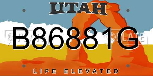 B86881G Utah License Plate