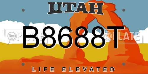 B8688T Utah License Plate