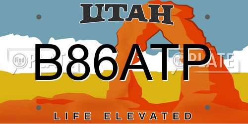 B86ATP Utah License Plate