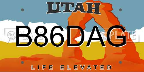 B86DAG Utah License Plate