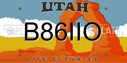 B86IIO Utah License Plate