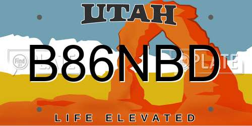 B86NBD Utah License Plate