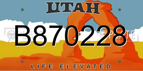 B870228 Utah License Plate