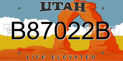 B87022B Utah License Plate