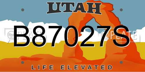 B87027S Utah License Plate