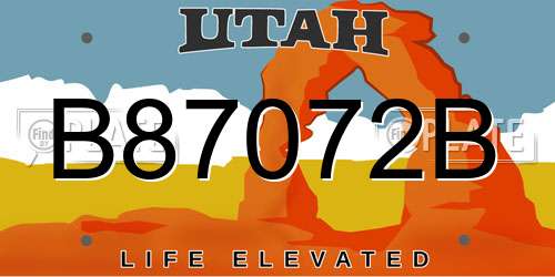 B87072B Utah License Plate