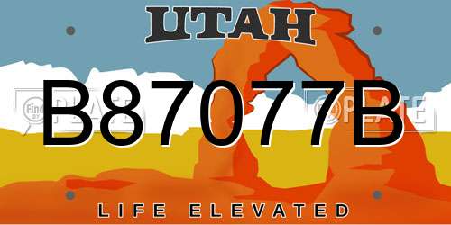 B87077B Utah License Plate