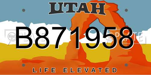 B871958 Utah License Plate