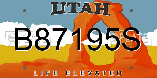 B87195S Utah License Plate