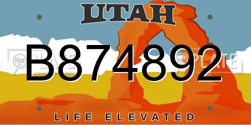 B874892 Utah License Plate