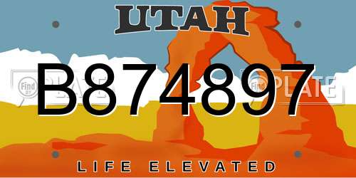 B874897 Utah License Plate