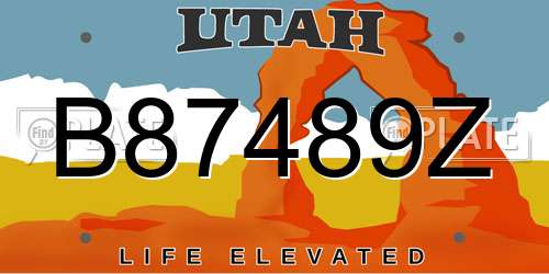 B87489Z Utah License Plate