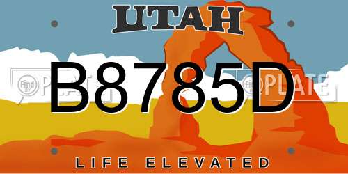 B8785D Utah License Plate