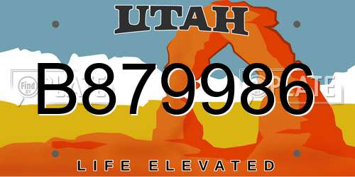B879986 Utah License Plate