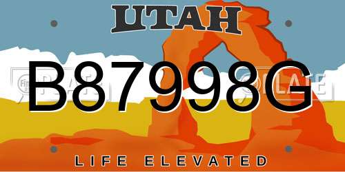 B87998G Utah License Plate
