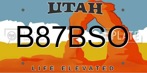 B87BSO Utah License Plate