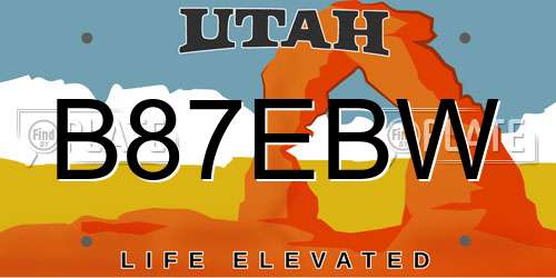 B87EBW Utah License Plate