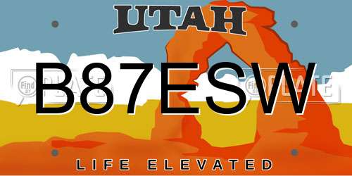 B87ESW Utah License Plate