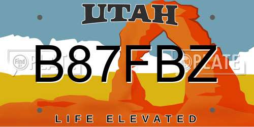 B87FBZ Utah License Plate