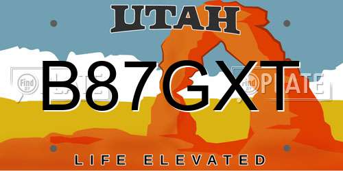 B87GXT Utah License Plate