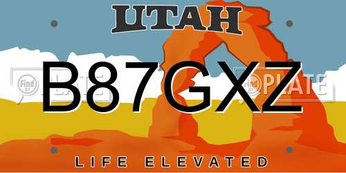 B87GXZ Utah License Plate