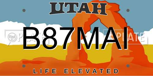 B87MAI Utah License Plate