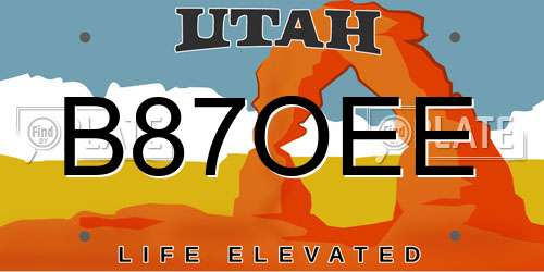 B87OEE Utah License Plate