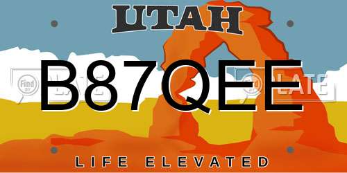 B87QEE Utah License Plate