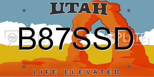 B87SSD Utah License Plate