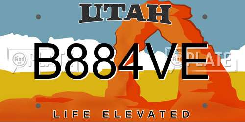B884VE Utah License Plate