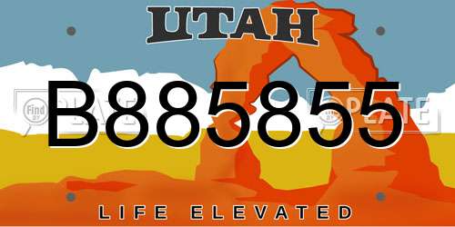 B885855 Utah License Plate