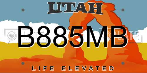 B885MB Utah License Plate