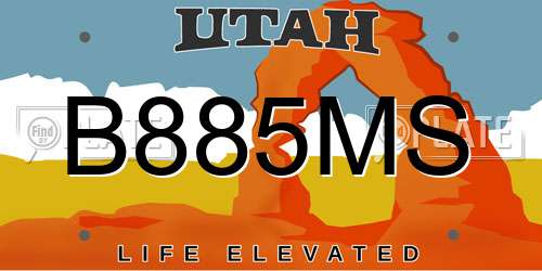B885MS Utah License Plate