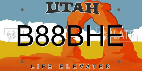B88BHE Utah License Plate