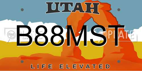 B88MST Utah License Plate