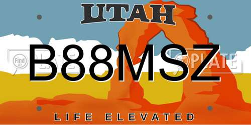 B88MSZ Utah License Plate