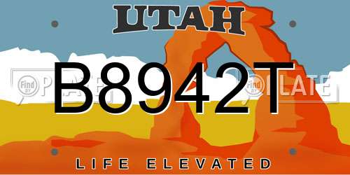 B8942T Utah License Plate